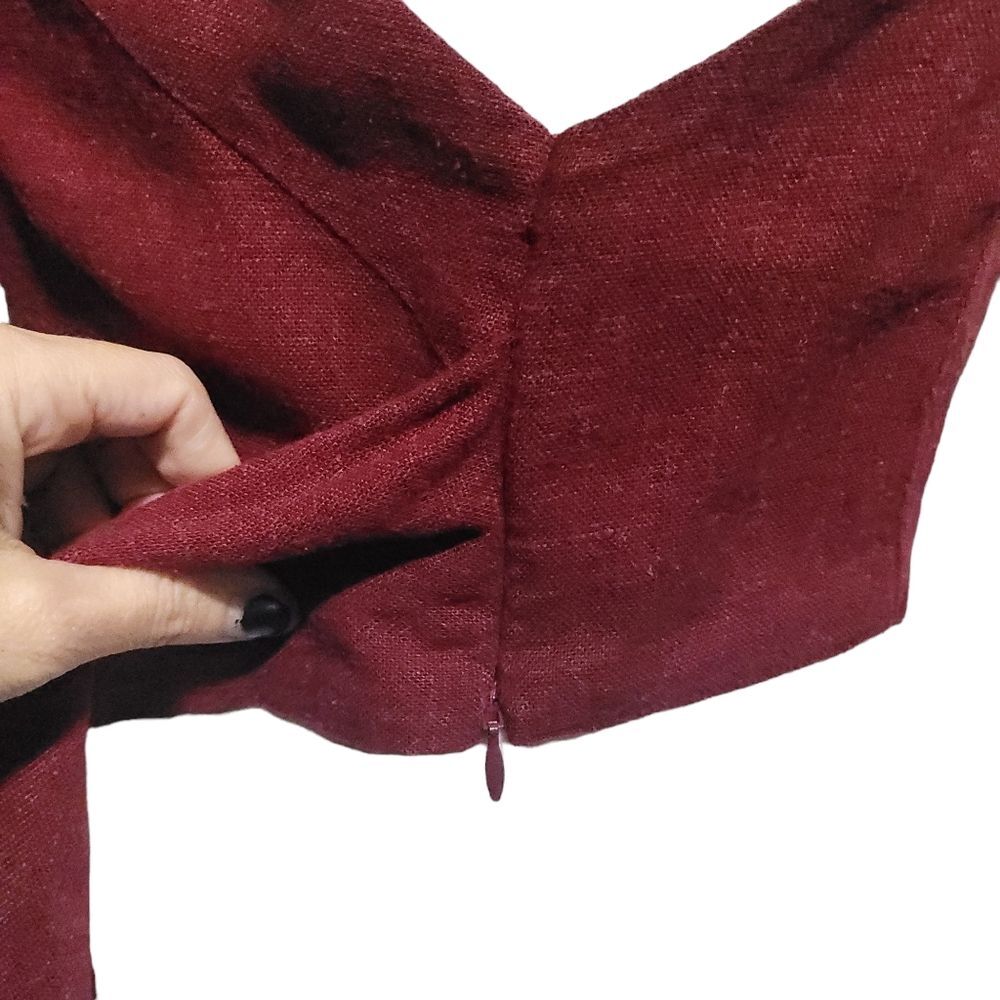 All That Remains Natalie Linen Tie Top Burgundy Womens 8 Limited Edition - Picture 9 of 12